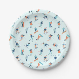 Assiettes En Carton Motif de sports d'hiver