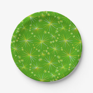 Assiettes En Carton Motif de Spoutnik de la moitié du siècle, vert