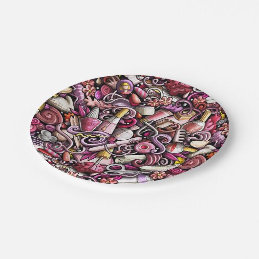 Assiettes En Carton Motif de studio de clou (Angle)