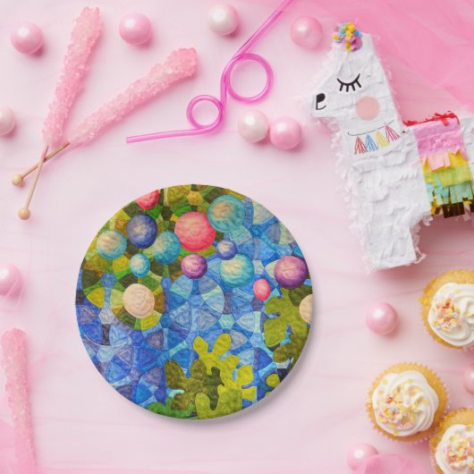 Assiettes En Carton Motif de surface composée géométrique (Fête)