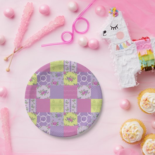 Assiettes En Carton Motif de surface composée Lavande et Jaune (Fête)