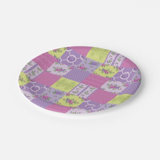 Assiettes En Carton Motif de surface composée Lavande et Jaune (Angle)