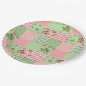 Assiettes En Carton Motif de surfaces composées rose et vert (Angle)