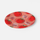 Assiettes En Carton Motif de tarte à la tomate rouge et rose (Angle)