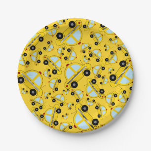 Assiettes En Carton Motif de taxi jaune