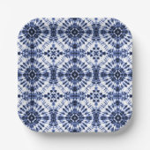 Assiettes En Carton Motif de teinture bleu foncé (Recto)