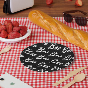 Assiettes En Carton Motif de texte de livre blanc d'Halloween