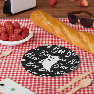 Assiettes En Carton Motif de texte de livre noir et blanc de Ghost Hal