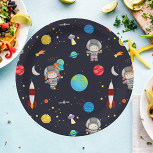 Assiettes En Carton Motif de thème Espace Enfants