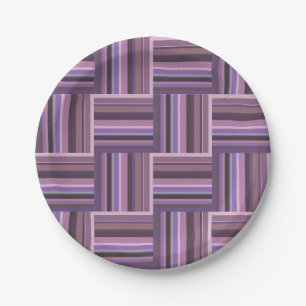 Assiettes En Carton Motif de tissage à bandes mauve