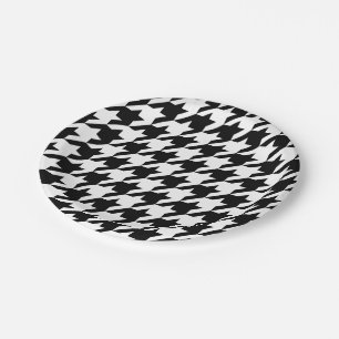 Assiettes En Carton Motif de tissage de classique de pied-de-poule