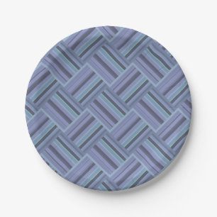 Assiettes En Carton Motif de tissage en diagonale gris bleu