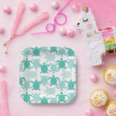 Assiettes En Carton Motif de tortue turquoise (Fête)