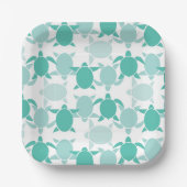 Assiettes En Carton Motif de tortue turquoise (Recto)