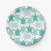 Assiettes En Carton Motif de tortue turquoise (Devant)