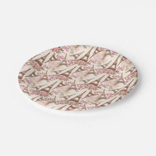 Assiettes En Carton Motif de Tour Eiffel (Angle)
