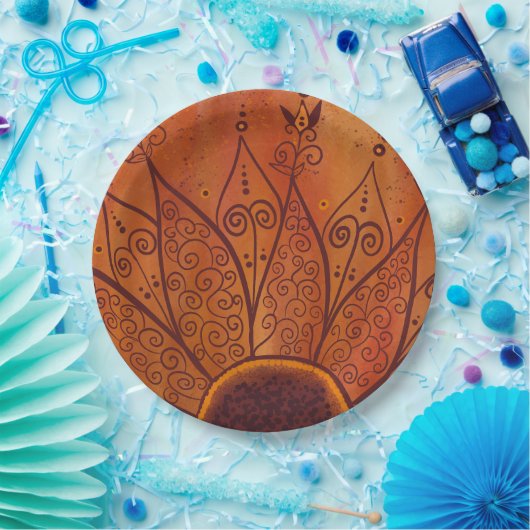 Assiettes En Carton Motif de tournesol Abstrait (Fête)