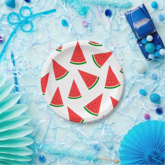Assiettes En Carton Motif de tranche de pastèque douce (Fête)