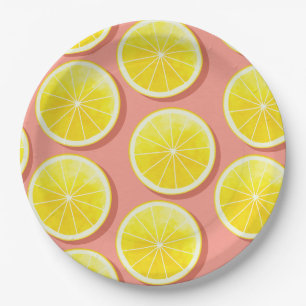 Assiettes En Carton Motif de tranches de citron d'été