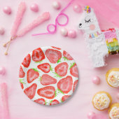 Assiettes En Carton Motif de tranches de fraise d'aquarelle (Fête)