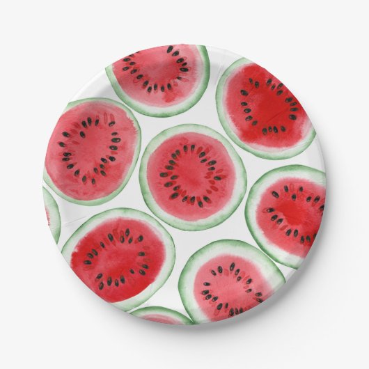 Assiettes En Carton Motif de tranches de pastèque (Devant)