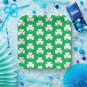 Assiettes En Carton Motif de trèfle vert et blanc (Fête)