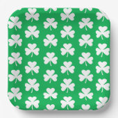 Assiettes En Carton Motif de trèfle vert et blanc (Recto)