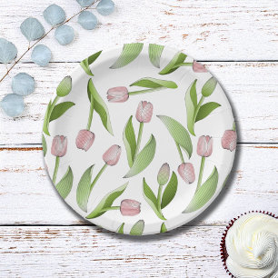 Assiettes En Carton Motif de tulipe rose moderne