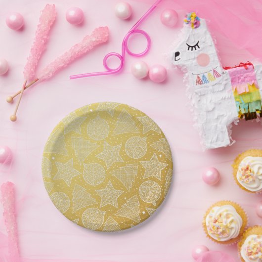 Assiettes En Carton Motif de vacances Gold & White Custom Christmas (Fête)