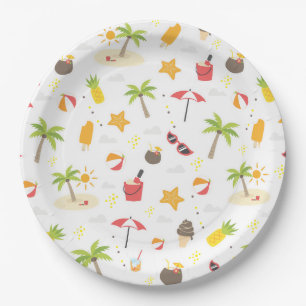 Assiettes En Carton Motif de vacances Tropical Summer Beach Design