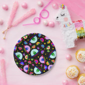 Assiettes En Carton Motif de vaisseau spatial alien noir (Fête)