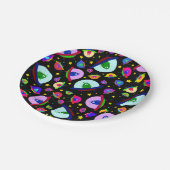 Assiettes En Carton Motif de vaisseau spatial alien noir (Angle)