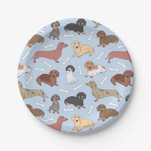 Assiettes En Carton motif de variété dachshund