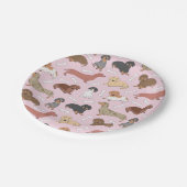Assiettes En Carton motif de variété dachshund en rose (Angle)