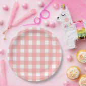 Assiettes En Carton Motif de vérification En vichy rose pâle (Fête)