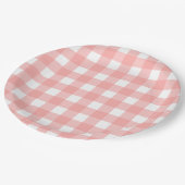 Assiettes En Carton Motif de vérification En vichy rose pâle (Angle)