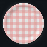 Assiettes En Carton Motif de vérification En vichy rose pâle<br><div class="desc">Un joli en vichy rose vif vérifie le motif sur des plaques de papier personnalisées. Ce design classique est toujours dans le style et a un style fun et champêtre. Vous pouvez ajuster la taille du motif pour réduire ou agrandir les chèques, modifier la direction du motif et ajouter du...</div>