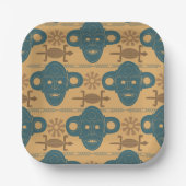 Assiettes En Carton Motif de visage ethnique africain Masque tribal (Recto)