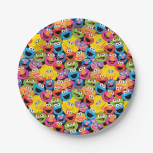 Assiettes En Carton Motif de visages de caractère de Sesame Street