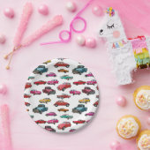 Assiettes En Carton Motif De Voitures Et Camions Rétro (Fête)