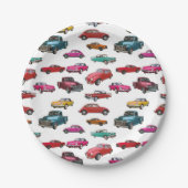 Assiettes En Carton Motif De Voitures Et Camions Rétro (Devant)