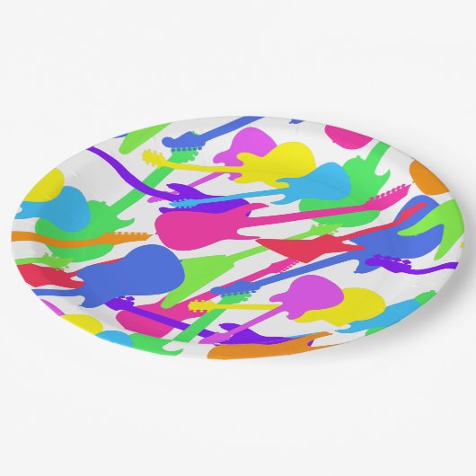 Assiettes En Carton Motif d'éclaboussure de guitare (Angle)