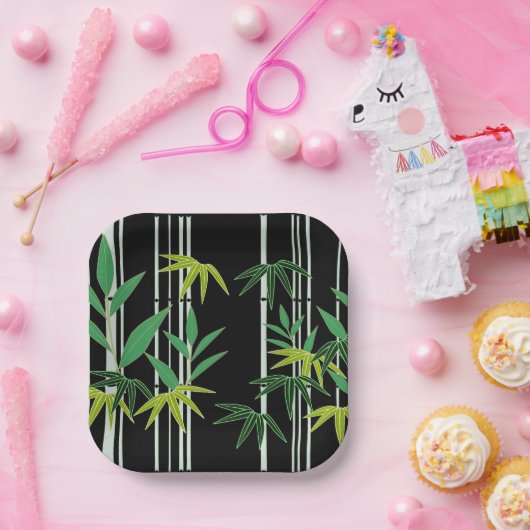 Assiettes En Carton Motif décoratif en bambou (Fête)