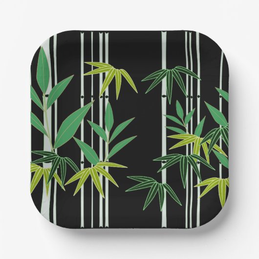 Assiettes En Carton Motif décoratif en bambou (Recto)
