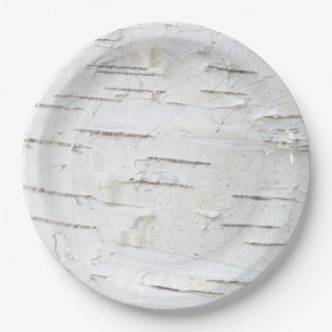 Assiettes En Carton Motif d'écorce de bouleau