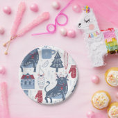 Assiettes En Carton Motif d'éléments de Noël gris bleu (Fête)