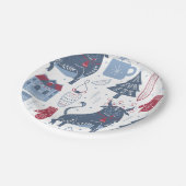 Assiettes En Carton Motif d'éléments de Noël gris bleu (Angle)