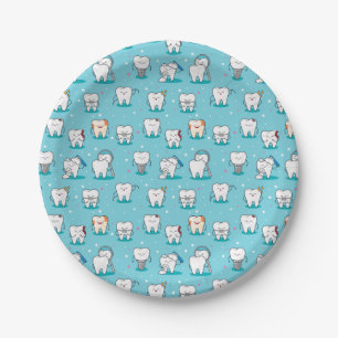 Assiettes En Carton Motif dentaire mignon