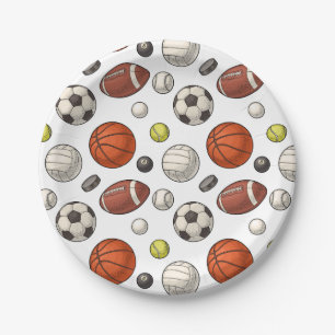 Assiettes En Carton Motif d'équipements sportifs