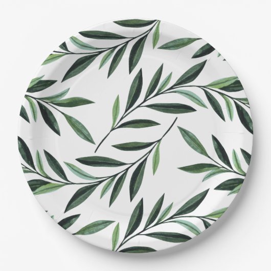 Assiettes En Carton Motif des branches d'aquarelle (Devant)